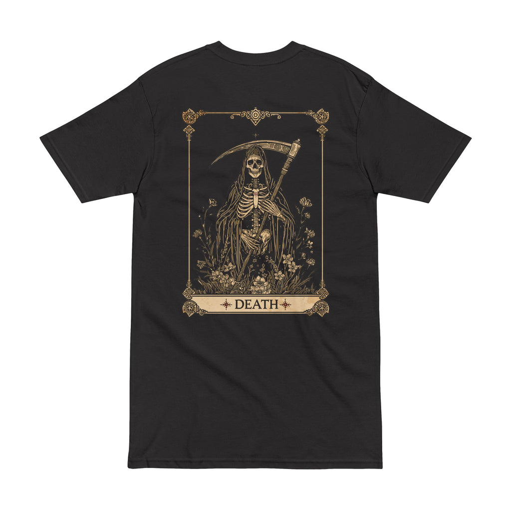 Death Tarot Skull T-Shirt — Gothic Skeleton Scythe Graphic Tee