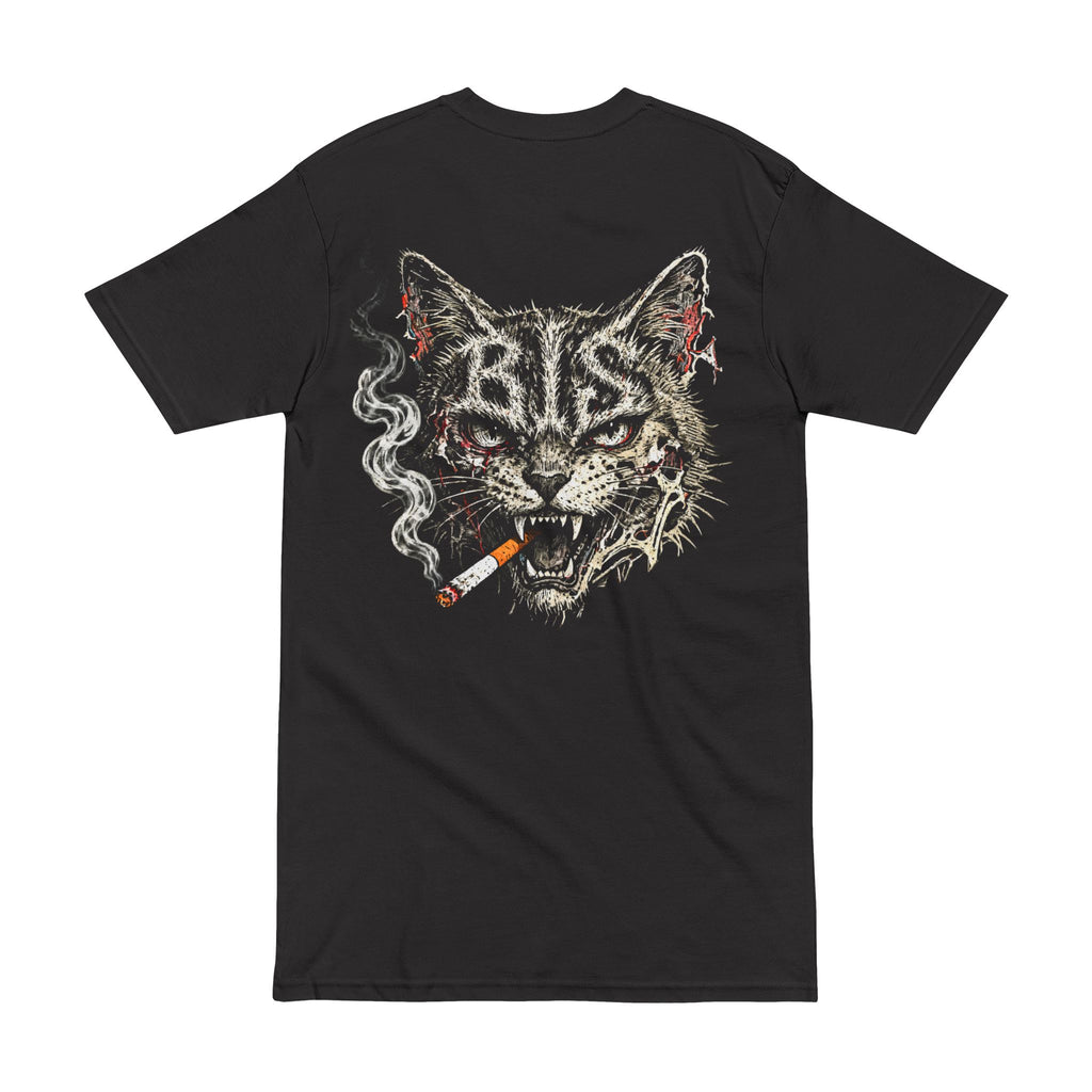 Smoking Cat Graphic Tee — Vintage Grunge Feline T-Shirt (BIS Logo)